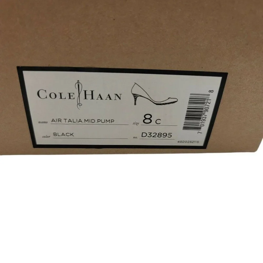 Cole Haan Air Black Leather Heels Slip On Shoes 8 C